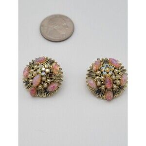 Vintage 1950s Hollycraft Art Glass And Pearl Earrings, Rare!